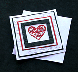 Red & Black Heart - Handcrafted Valentines or Anniversary Card - dr16-0022